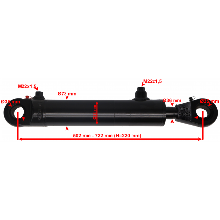 POLSKI SIŁOWNIK HYDRAULICZNY CJ2F 63x36 SKOK 220 CHWYTAK SKRAW-MET